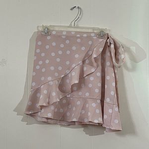 Pink Skirt With White Polka Dots